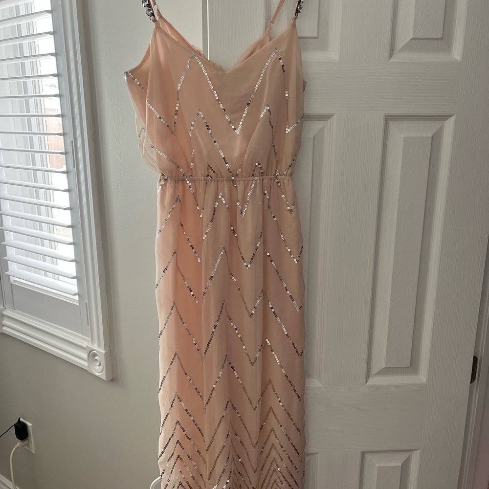 Pink Sequin Embellished Midi Sundress